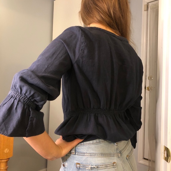 Dark Blue Button Down Top - Picture 4 of 4